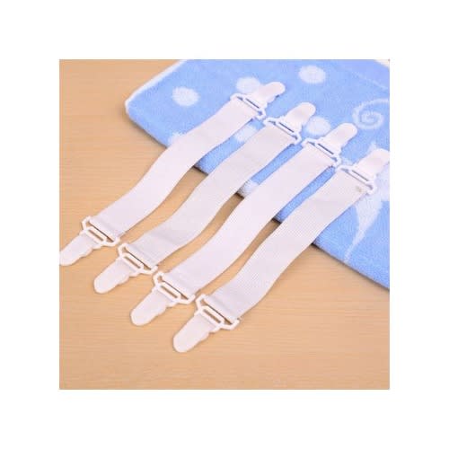 Bed Sheet & Blanket Elastic Non-slip Clip/gripper - 4pcs/set - White