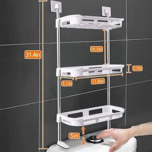 3 Layer Multifunctional Wc Storage Rack - White