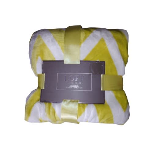 Loft Queen Velvet Blanket - Lemon Green & White