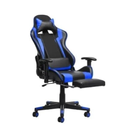 Video Game Chair With Lumbar Massage Support- Black/blue