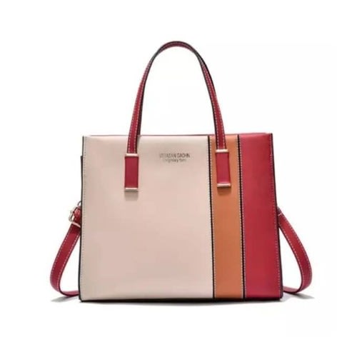 Women Leather Satchel Handbag Shoulder Bag - Classy Ladies Bucket Tote Bag - Red