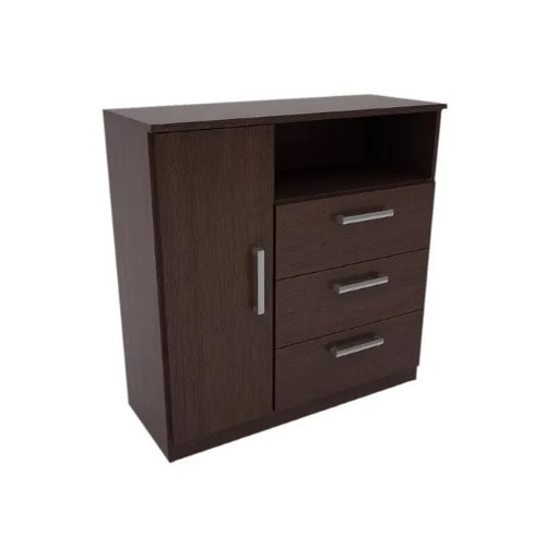 Chest Drawer Storage Cabinet With 3 Drawers And A Cupboard - Dark Brown