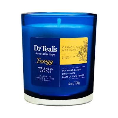 Dr Teals Aromatherapy Energy Wellness Candle With Orange  Sage  Bergamot - 6 Oz