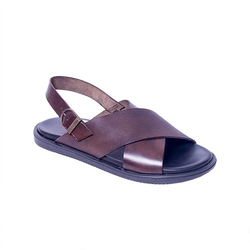 Tobylano Cross Leather Sandals - Brown