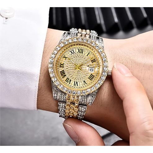 Crystal Bling Quartz Wrist Watch - Gold
