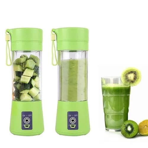 Rechargeable Blender Juicer With 6 Blades - 380ml -green