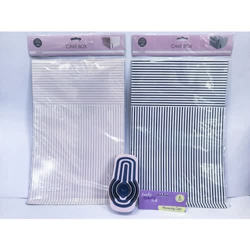 Striped Cake Box  and Measuring Cups