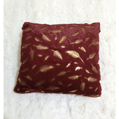 Bronzing Leafy Plush Throw Pillow Cover With Fibre - Wine(45mx45cm)