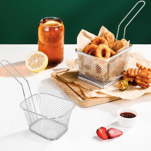 Mini Square Fry Baskets - 4 Pcs - Silver