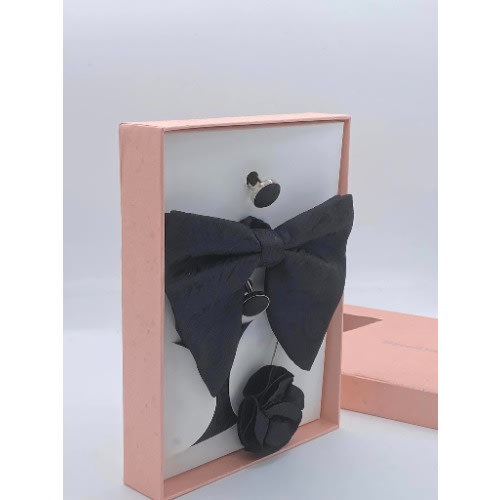 Classic Unique 4-in-1 Black Bow Tie Set