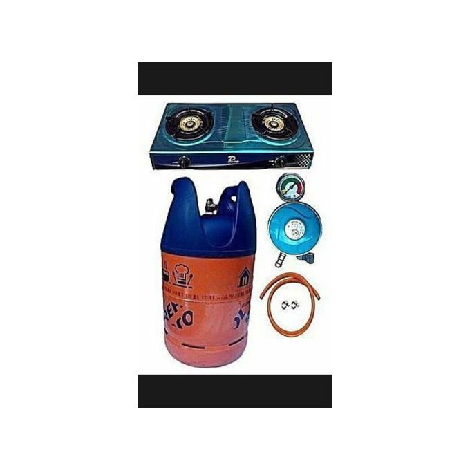 Flower 12.5gas Flower Cylinder,stainless Two Burner Gas Cooker,4yards Of Hose,meter Regulator And