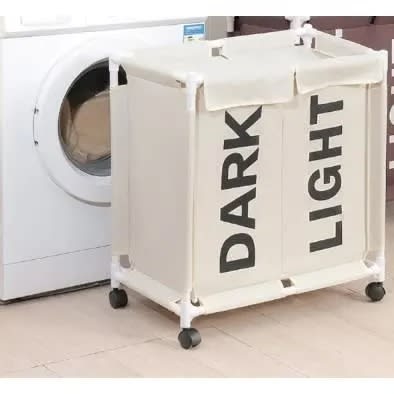 Rolling Double Bag Section Laundry Hamper