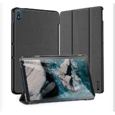 Smart Leather Flip Cover Shockproof For Nokia T20 Black