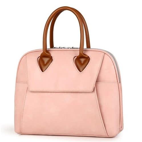 Large Capacity Waterproof  Shoulder Bag 14 Inch Pink With Brown Handle