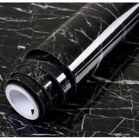 Self Adhesive Marble Wallpaper Sticker- Black - 60cm X 5m