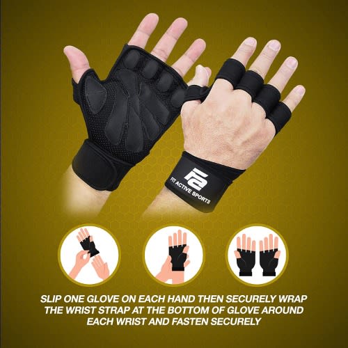 Ventilated Weight Lifting Workout Gloves With Built-in Wrist Wraps