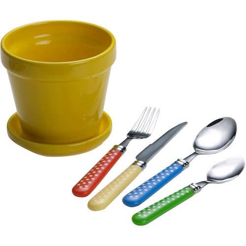 International Silver Garden Party 16-piece Flatware Set With Flower Pot Caddy