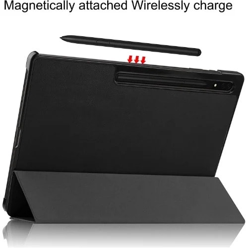 Soft Tpu Smart Leather Flip Standy Cover Case For Tab S8 Ultra - Black