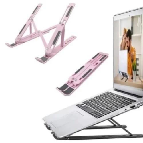 Plastic Folding Adjustable Laptop And Tablet Stand - Pink