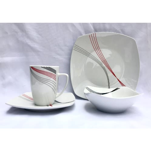 Gibson Motif ''Curvature'' Fine Ceramic Dinnerware Set - 16 Piece