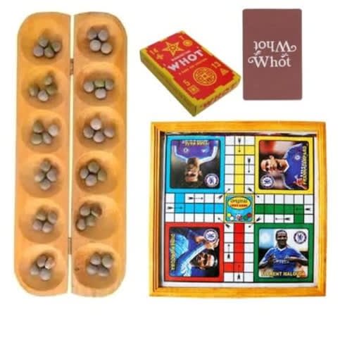 3 In 1 Game - Ludo, Ayo And  A Packs Of Whot Game
