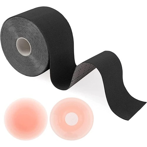 Silicone Nipple Cover + Breast Lift Boobs Tape - Black