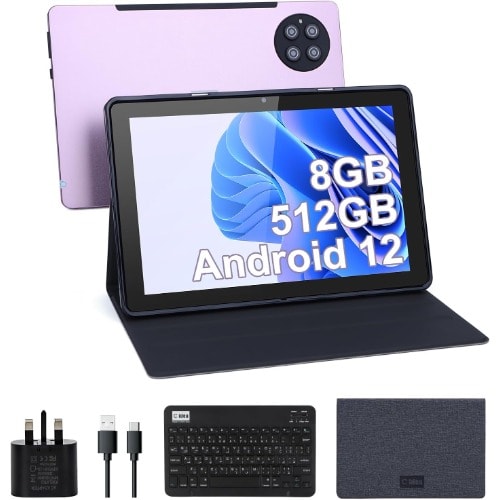 C idea CM7800 Plus Tablet with Keyboard - 10" - 512GB ROM - 8GB RAM - 5G Dual SIM - 8000mAh - Purple