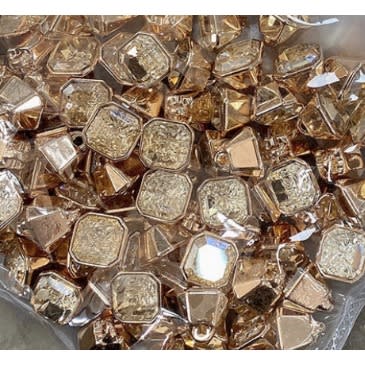 10 Pieces Of Square Gold Button- Small Size