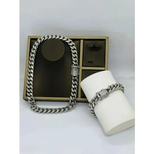 Cuban Chain With Bracelet - Silver
