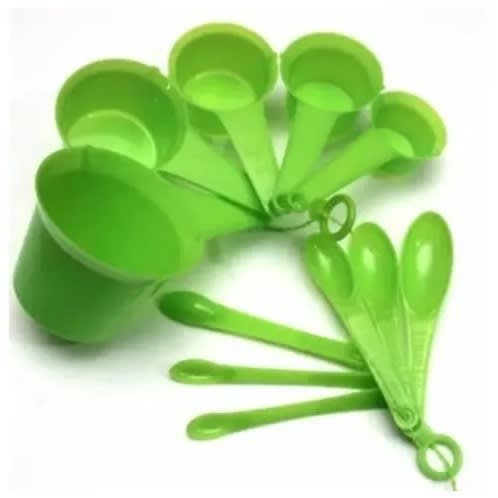 Plastic Measuring Cups & Spoons - 11pcs - Green