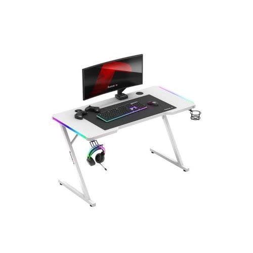 Z Shaped RGB Led Lights Gaming Table - 1.2m White