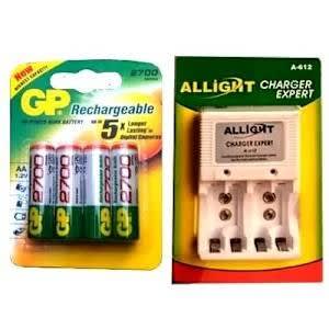 Gp Aa 2500 Mah 1.2v Ni-mh Rechargeable Batteries+allight Charger