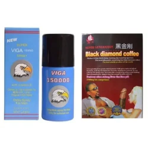 Viga 150,000 Delay Ejaculation Spray For Men + Black Diamond Sex Coffee