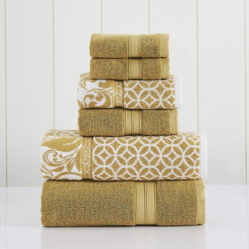Modern Threads Cotton 6 Piece Yarn Dyed Towel Set - Gold