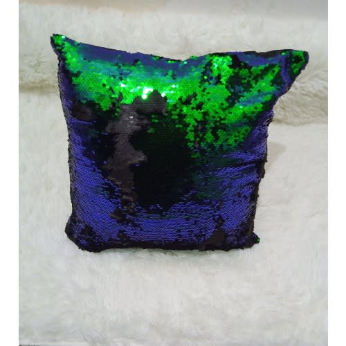 Magic Flip Sequins Throw Pillow With Fiber (45cmx45cm) - Royal Blue Black Green