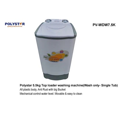 Polystar 5.5kg Single Tub Washing Machine | Pv-wdw7.5
