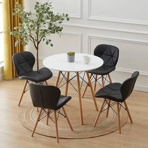 Panana Round Dining Table With 4 Dining Chairs - 80cm