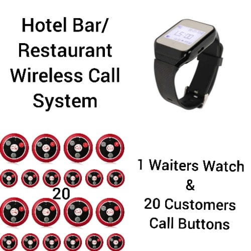 Hotel Restaurant/bar Waiters/customers Service Wireless Call System 20 Buttons/1watch Pack