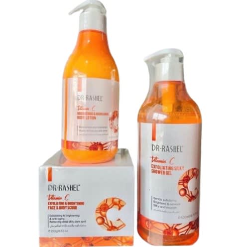 Body Lightening Set  (face And Body Scrub, Exfoliating Shower Gel, Brightening Lotion