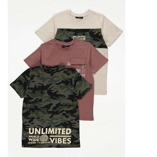 Unlimited Vibes Camouflage Print T-shirts- 3 Pieces