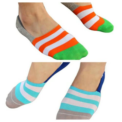 2 Pairs Invisible Socks - Multicolour