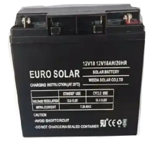 Euro Solar 12v 18ah Rechargeable Battery Deep Cycle Gel