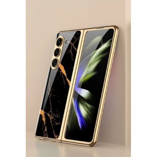 Marble Plating Case With Front Glass For Samsung Galaxy Z Fold 6 5G