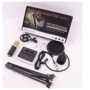 Condenser Microphone Stand - Pop Filter And Sound Card