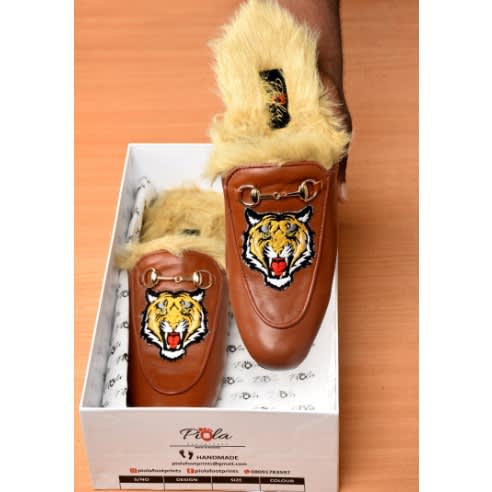 Tiger Mules With Fur (brown)