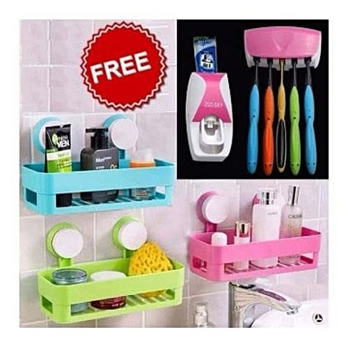3 Set Of Triangular Shelve + Free Tooth Paste Dispenser
