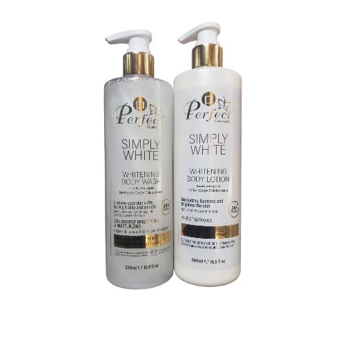 The Perfect Cosmecs Simply White Whitening Body Lotion 500ml And Body Wash 500ml