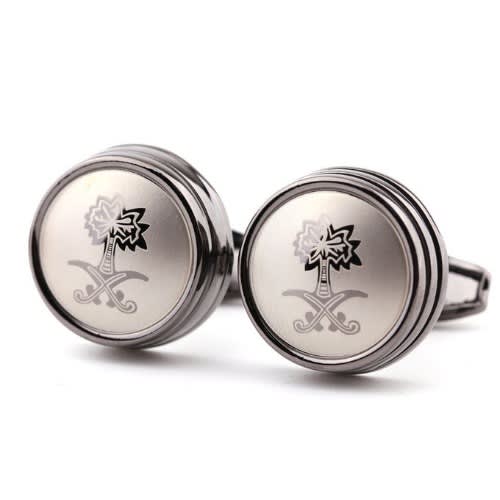 Men Round Silver Plated Cufflinks