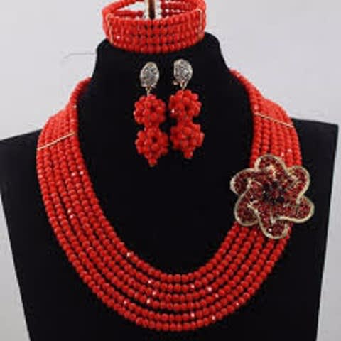 8-Layered Coral Neck Beads