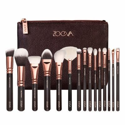 Rose Golden 15-Piece Brush Set + Clutch Purse